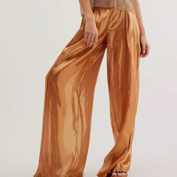 Retrofete Pants - Retrofete Arista wide-leg lamé trousers